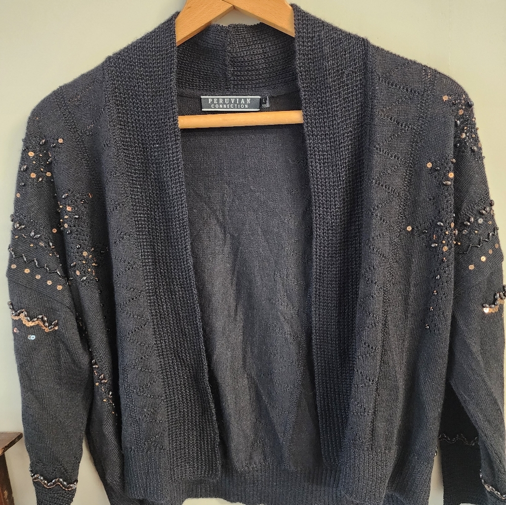 Charter Club Gray Embellished Cardigan